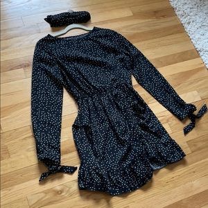 Black polka dot dress